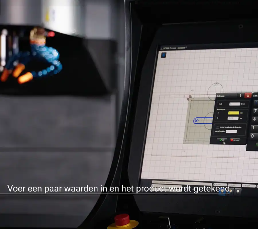 STYLE besturing op freesbankconsole met eenvoudige invoer voor producttekening